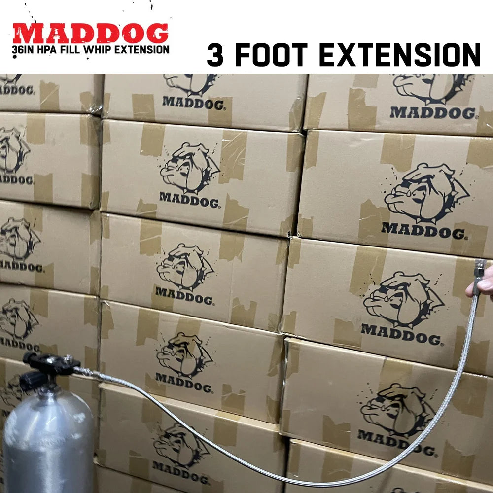 CLEARANCE Maddog Paintball Fill Whip Hose Extension | 36" Stainless Steel 4500 PSI - OPEN BOX / USED