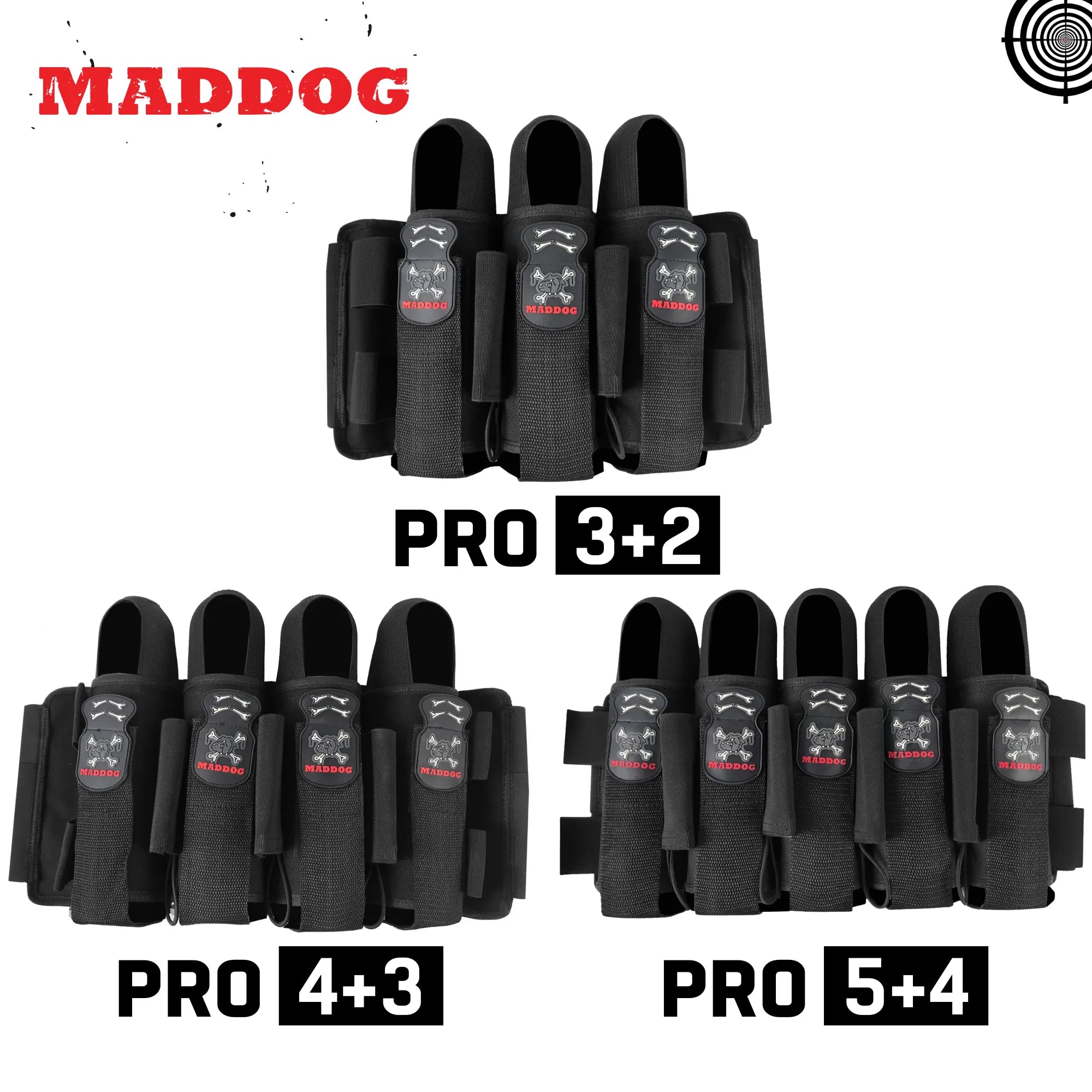 Maddog Pro Paintball Harness Pod Vertical Holder Belt 3+2 4+3 5+4