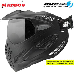 Maddog Dye SE Thermal anti-fog paintball mask with chrome mirror thermal lens and adjustable strap