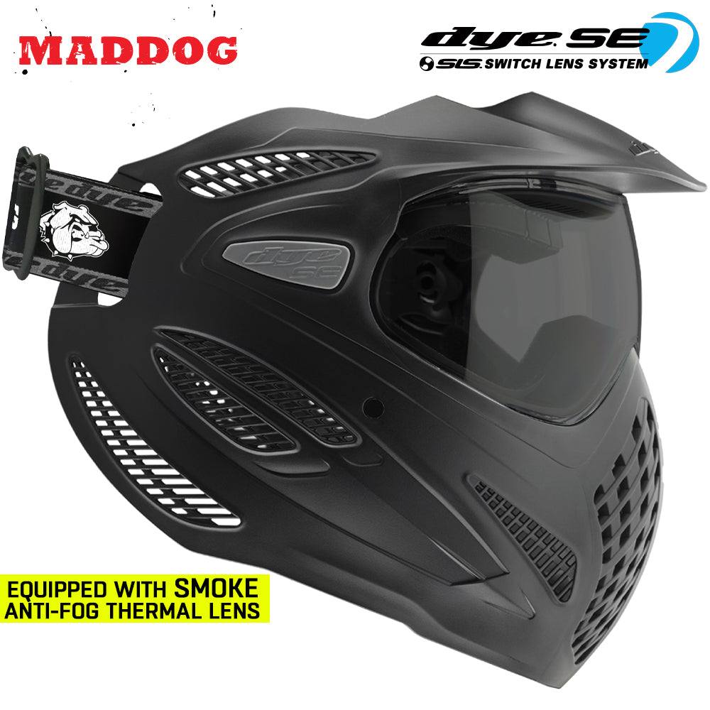 Maddog Dye SE Thermal paintball mask with smoke anti-fog thermal lens and integrated visor