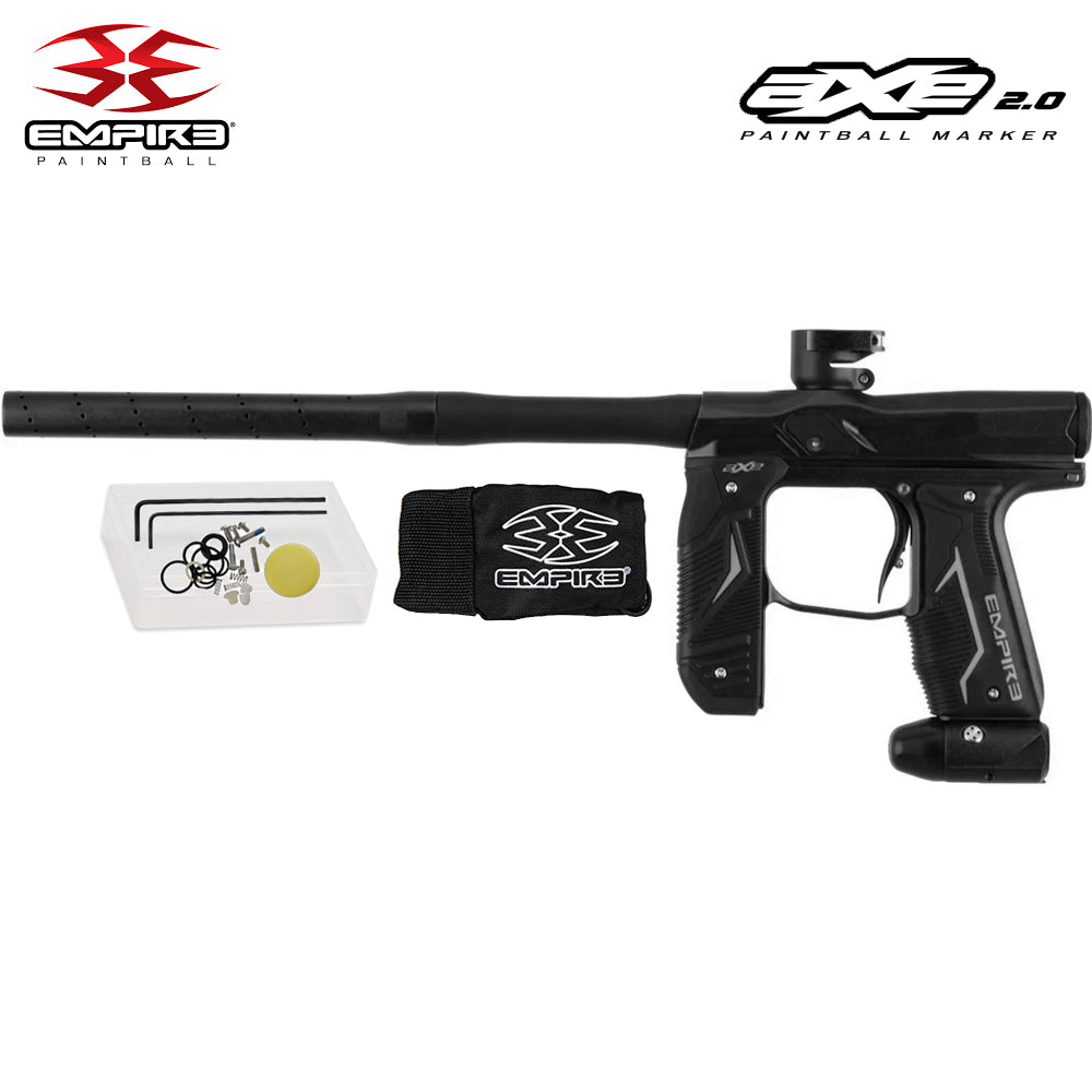 Empire Axe 2.0 Electronic Full Auto Paintball Gun w/ 48/3000 HPA Tank, Empire Halo Too Loader, Empire Helix Thermal Mask, Neck Protector, 4+3 Harness & (4) Pods Starter Package
