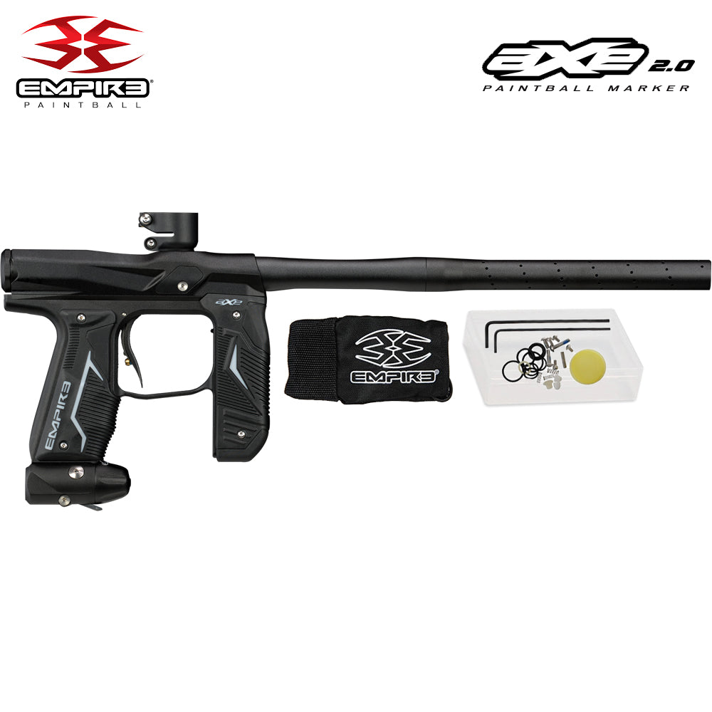 Empire Axe 2.0 Electronic Full Auto Paintball Gun w/ 48/3000 HPA Tank, Empire Halo Too Loader, Empire Helix Thermal Mask, Neck Protector, 4+3 Harness & (4) Pods Starter Package