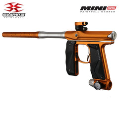 Empire Mini GS paintball gun in dust tangerine and white with 2-piece barrel and wrap-around foregrip.