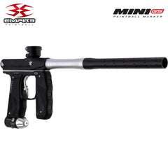 Empire Mini GS full auto electronic paintball gun marker with wrap-around grip and 14-inch Autococker barrel in dust black and silver
