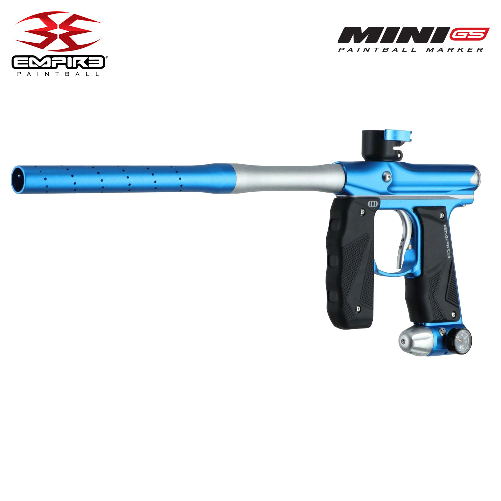 CLEARANCE Empire Mini GS Electronic Paintball Gun .68 Caliber - Full Auto - Dust Blue / Silver 2-pc Barrel | USED But NOT Abused