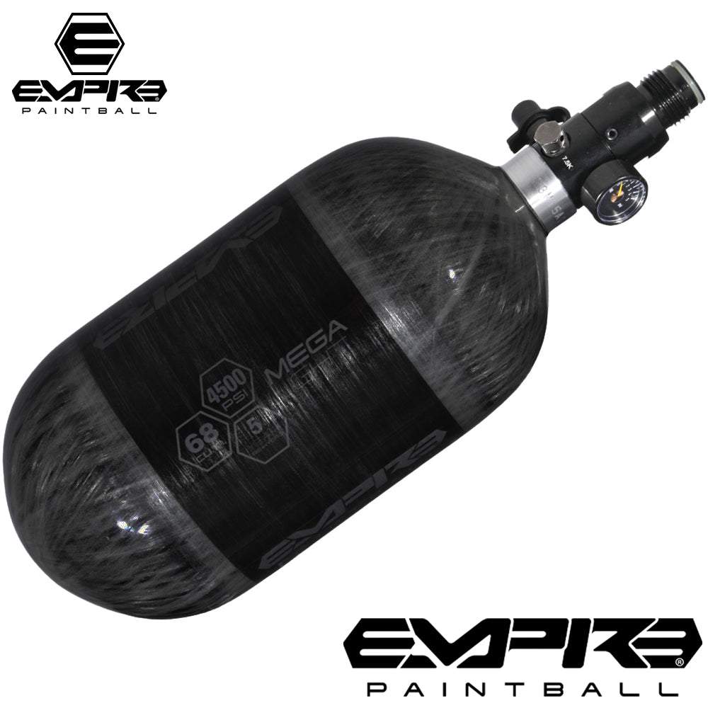Empire Paintball MEGA LITE 68/4500 carbon fiber compressed air HPA tank with aluminum regulator and pressure gauge