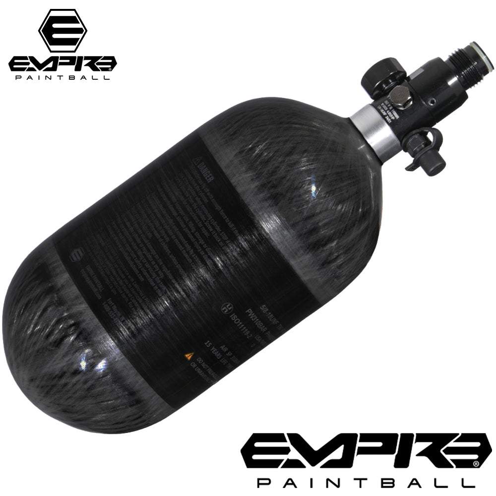 Empire Paintball MEGA LITE 68/4500 carbon fiber compressed air HPA tank with aluminum regulator, 68 cubic inches, 4500 psi capacity, high pressure paintball air system