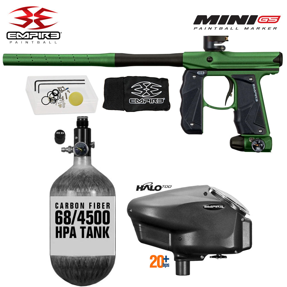 Empire Mini GS 68/4500 Carbon Fiber HPA Paintball Gun Package with Empire Halo Too 20+BPS