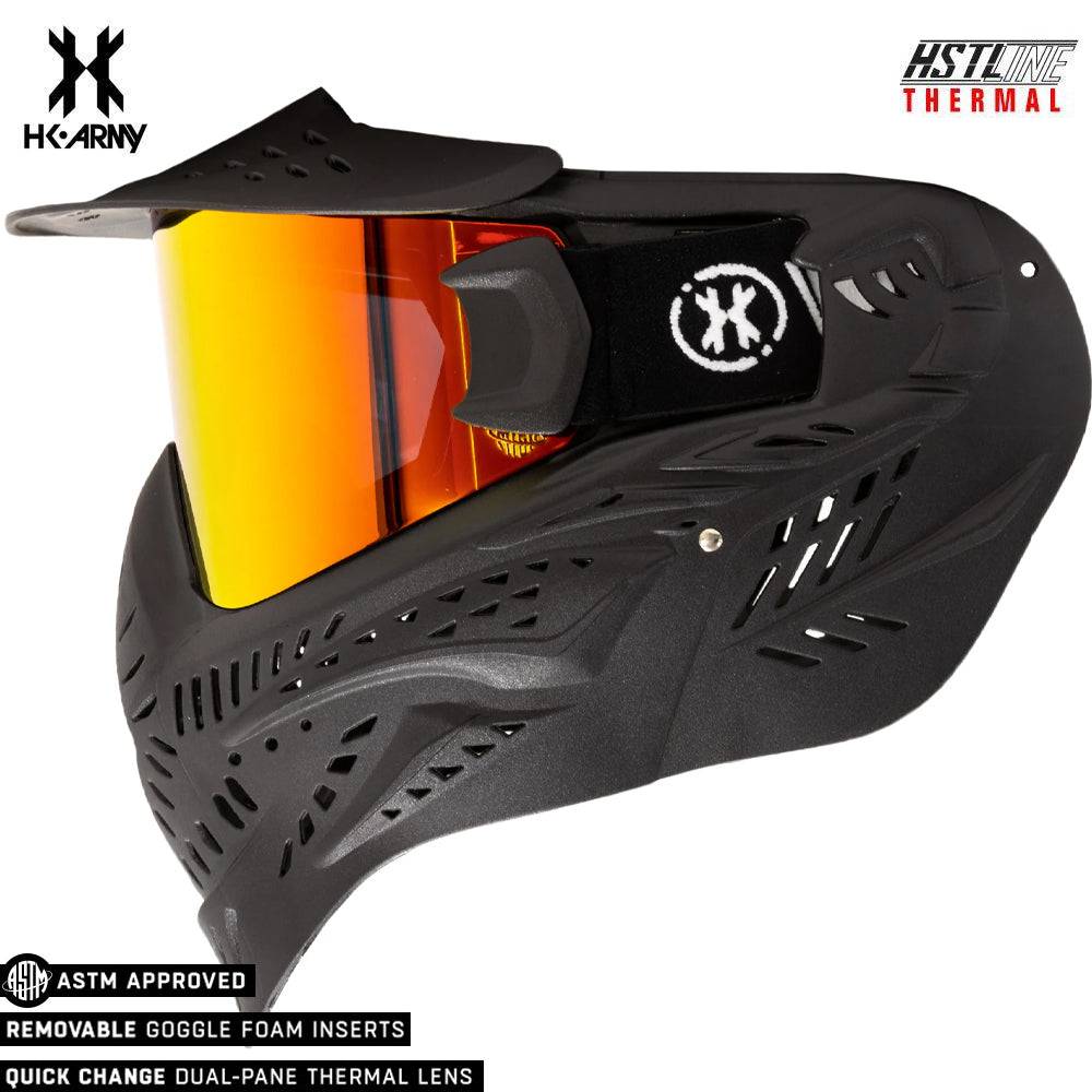 Black HK Army HSTL Goggle paintball mask with anti-fog fire lens and ventilation vents
