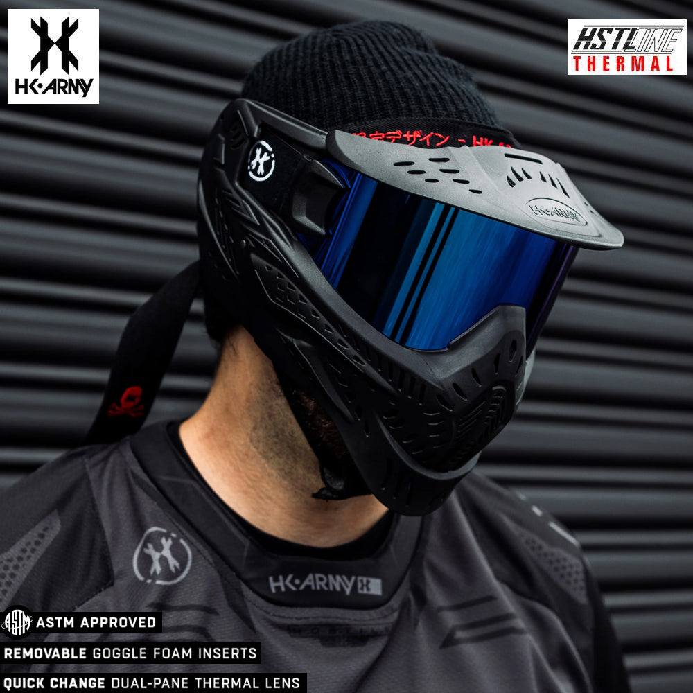 HK Army HSTL Goggle black paintball mask with anti-fog ice thermal lens and removable foam inserts
