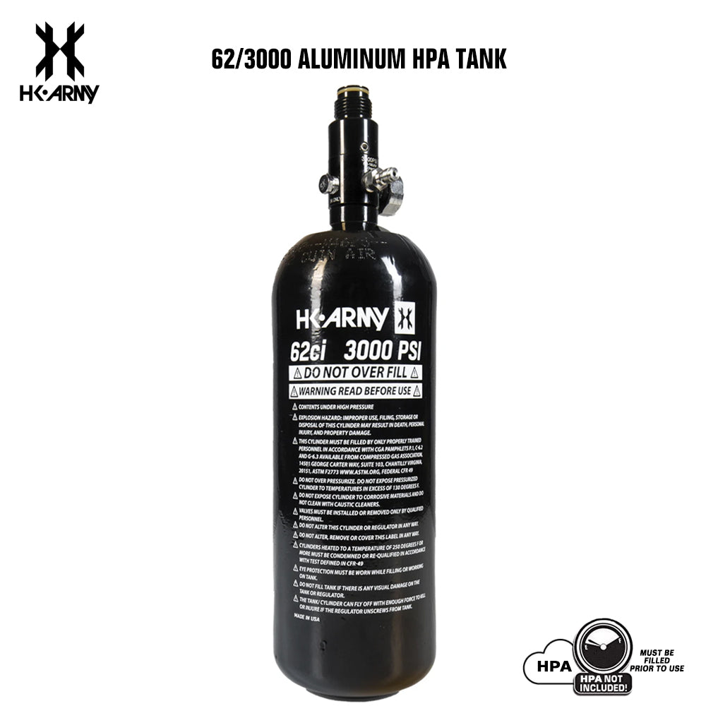 CLEARANCE HK Army 62/3000 Compressed Air HPA Paintball Tank - Black | 2024 Hydro