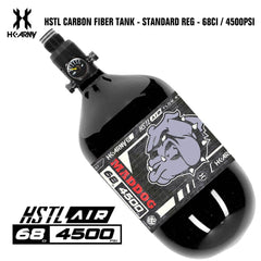 HK Army Maddog HSTL 68/4500 Carbon Fiber HPA Paintball Tank with aluminum regulator and 800 psi output pressure.