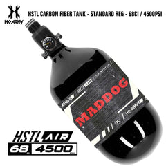 HK Army Maddog HSTL 68/4500 carbon fiber HPA paintball tank with aluminum regulator and 800 psi output pressure