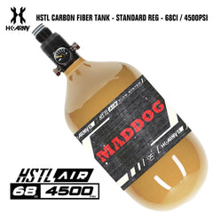 HK Army Maddog HSTL 68/4500 carbon fiber HPA paintball tank with standard regulator and 800 psi output pressure