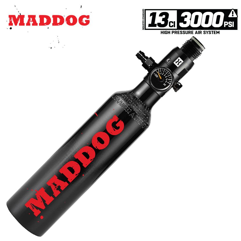 Maddog 13ci HPA paintball tank 3000psi aluminum compressed air system with regulator and pressure gauge