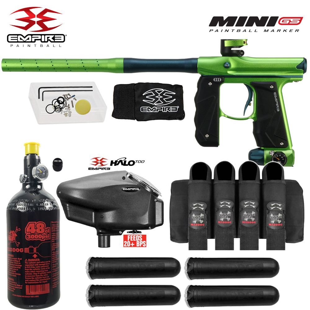 Empire Mini GS Electronic Marker Packages (HPA Kits) std config, marker, ready to play feel, for woodsball play, hardware detail