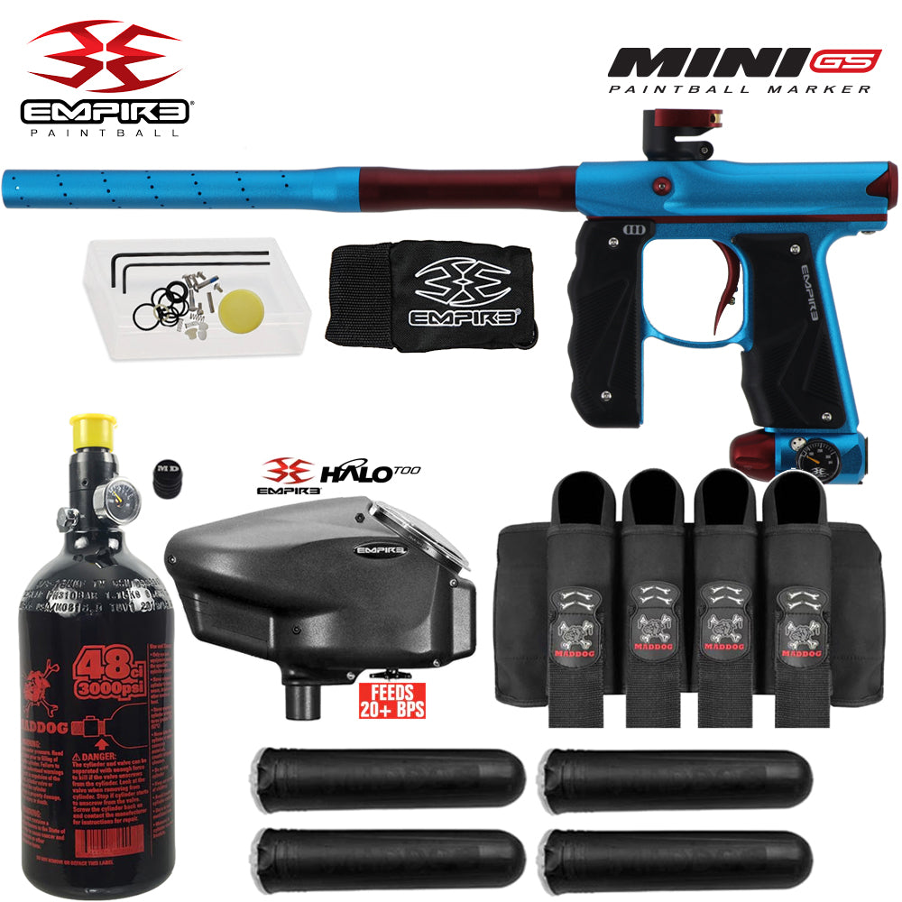Empire Mini GS Electronic Marker Packages (HPA Kits) std config, marker, balanced shot feel, for speedball, front angle