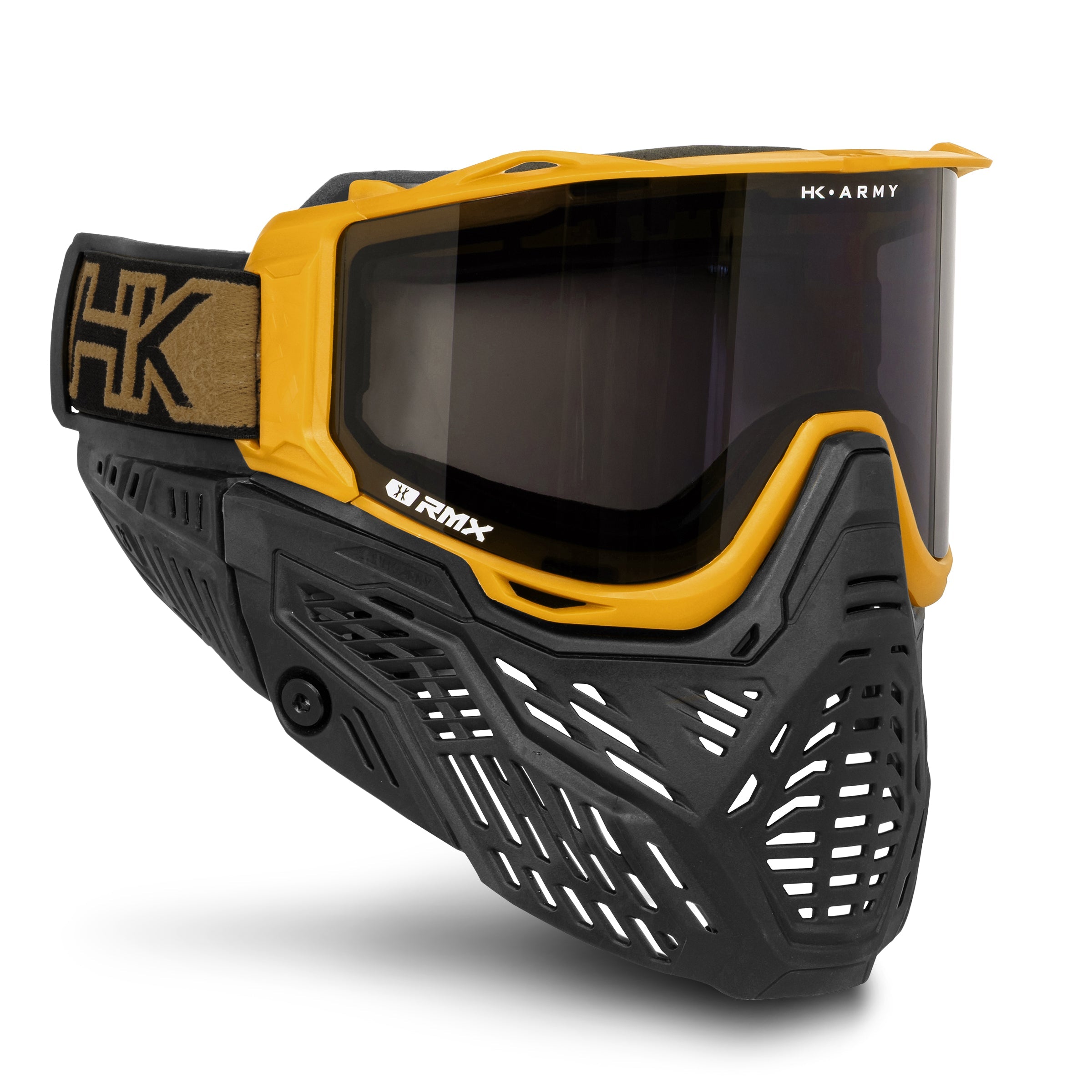 HK Army RMX Paintball Mask Goggle System Gold front angle