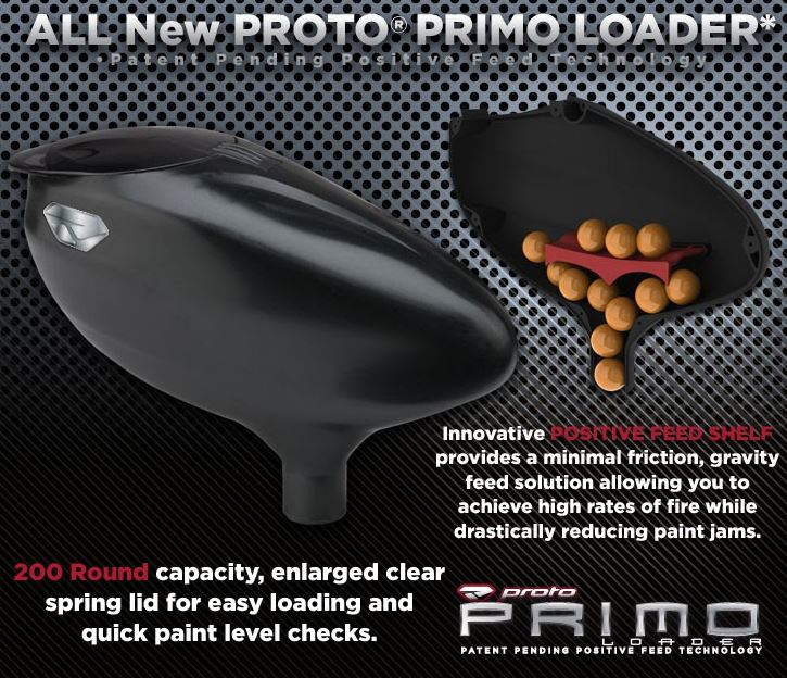 CLEARANCE Dye Proto Primo Gravity Fed Paintball Loader - Black | OPEN BOX / USED