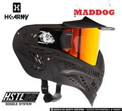 Maddog HK Army HSTL Goggle black full-face mask with orange anti-fog thermal lens for paintball and airsoft safety protection