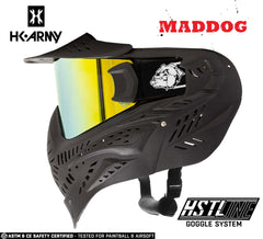Maddog HK Army HSTL Goggle paintball and airsoft mask with black full-face protection and yellow anti-fog thermal lens