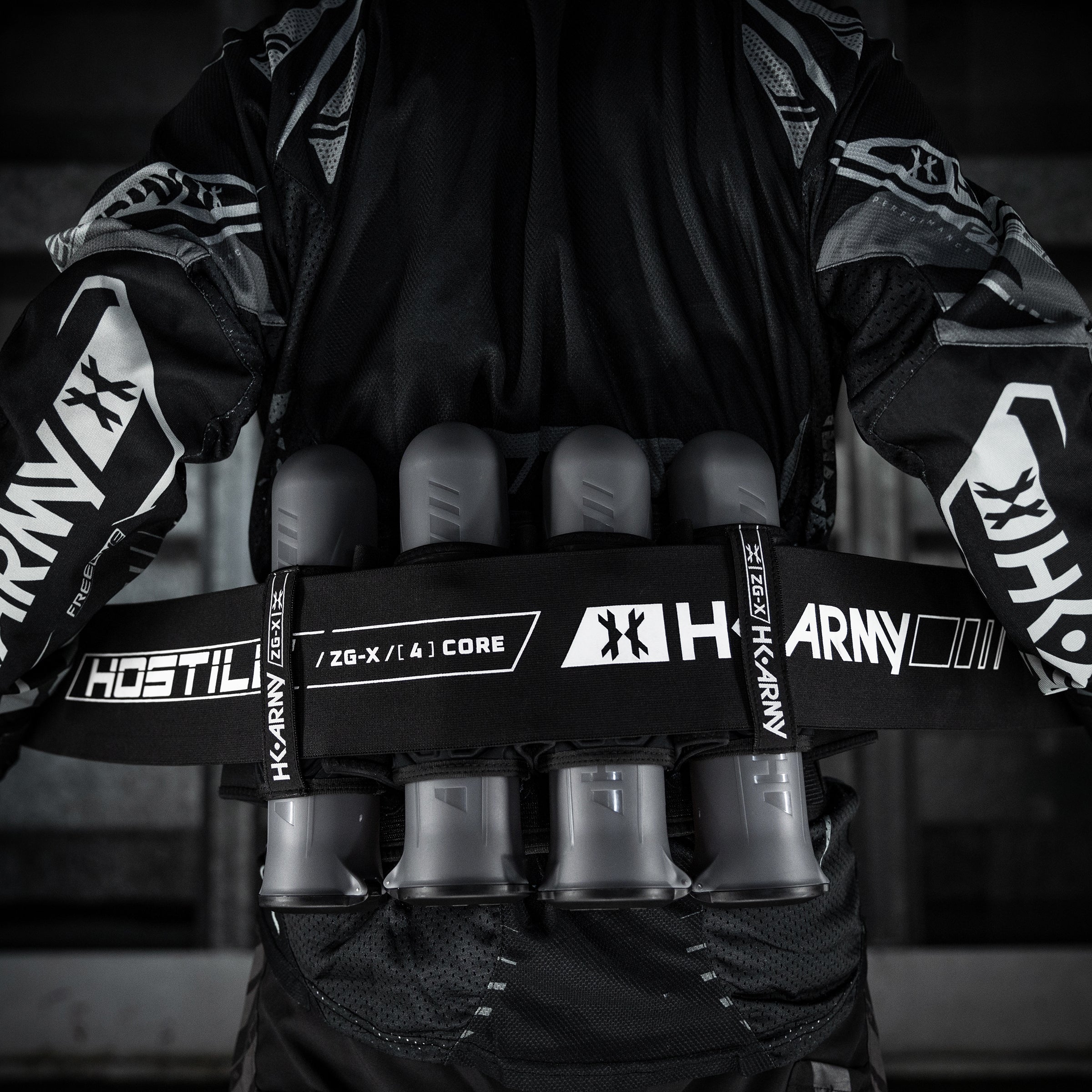 HK Army ZERO-GX Harness Pod Pack 3+2 4+3 5+4 std config, pod pack harness, secure pod carry, for bunker moves, studio view