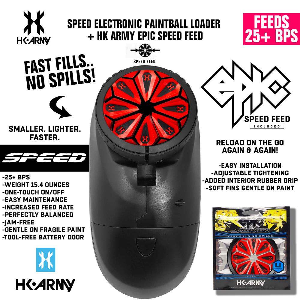 HK Army Speed Electronic Paintball Loader with Epic Speed Feed - 25+ BPS HK Army