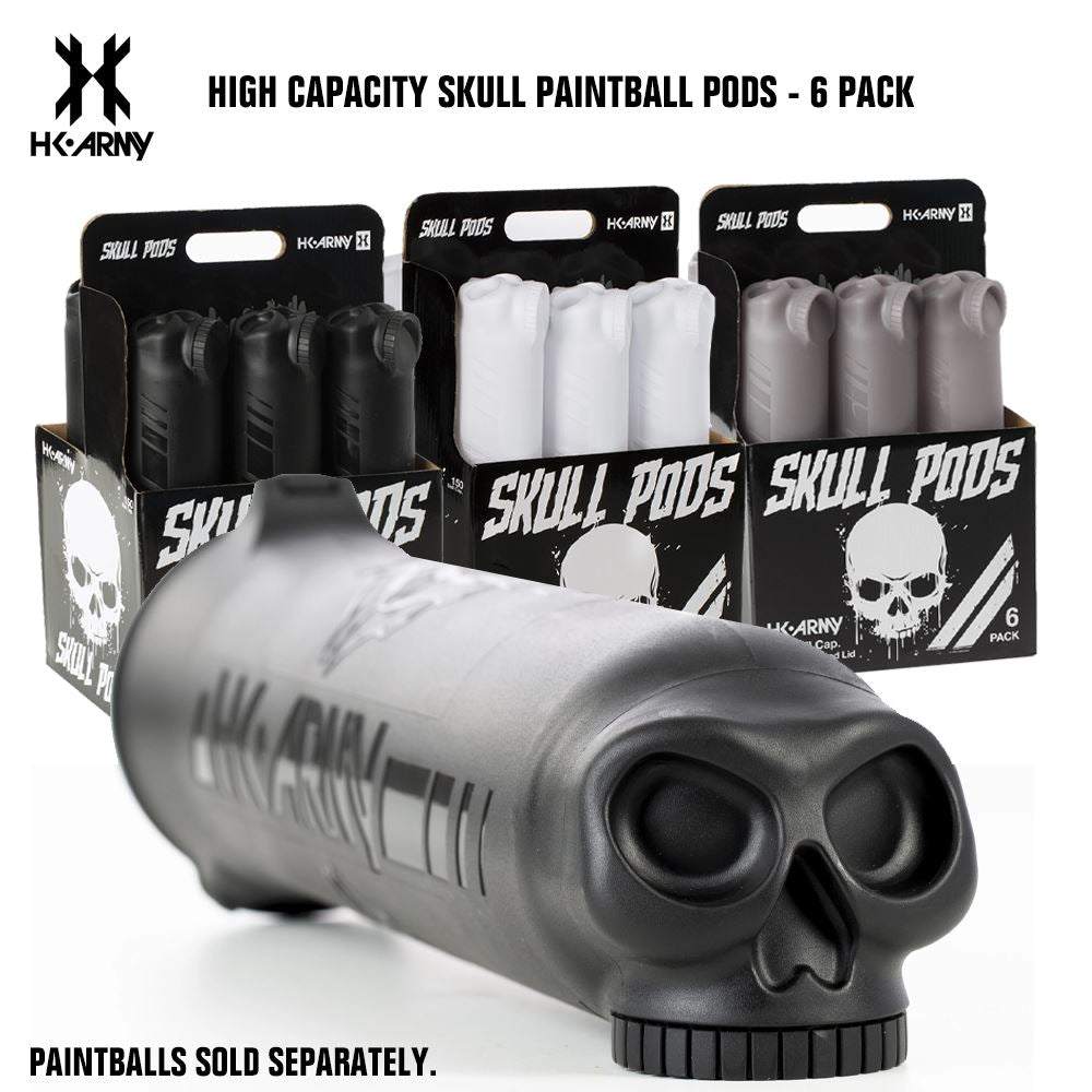 HK Army High Capacity Skull Pods - 6 Pack White color, pod, durable paint storage, for pod packs, hero view