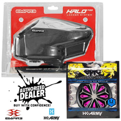 Limited Edition Empire Halo Too electronic paintball loader hopper with matte black finish and HK Army Epic Speed Feed accessory for fast, spill-free refills.