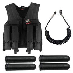 Maddog Tactical Battle Vest w/ Pods & Standard Remote Coil Paintball Package - Black Maddog