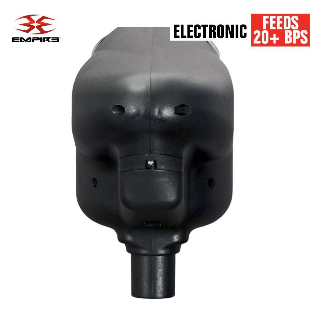 Limited Edition Empire Halo Too electronic paintball loader hopper in matte black with 20+ balls per second feed rate and HK Army Epic Speed Feed compatibility