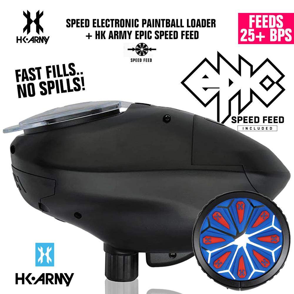 HK Army Speed Electronic Paintball Loader with Epic Speed Feed - 25+ BPS HK Army
