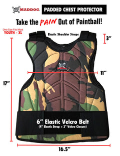 Padded Paintball & Airsoft Chest Protector, Half Glove, & Neck Protector Package Maddog
