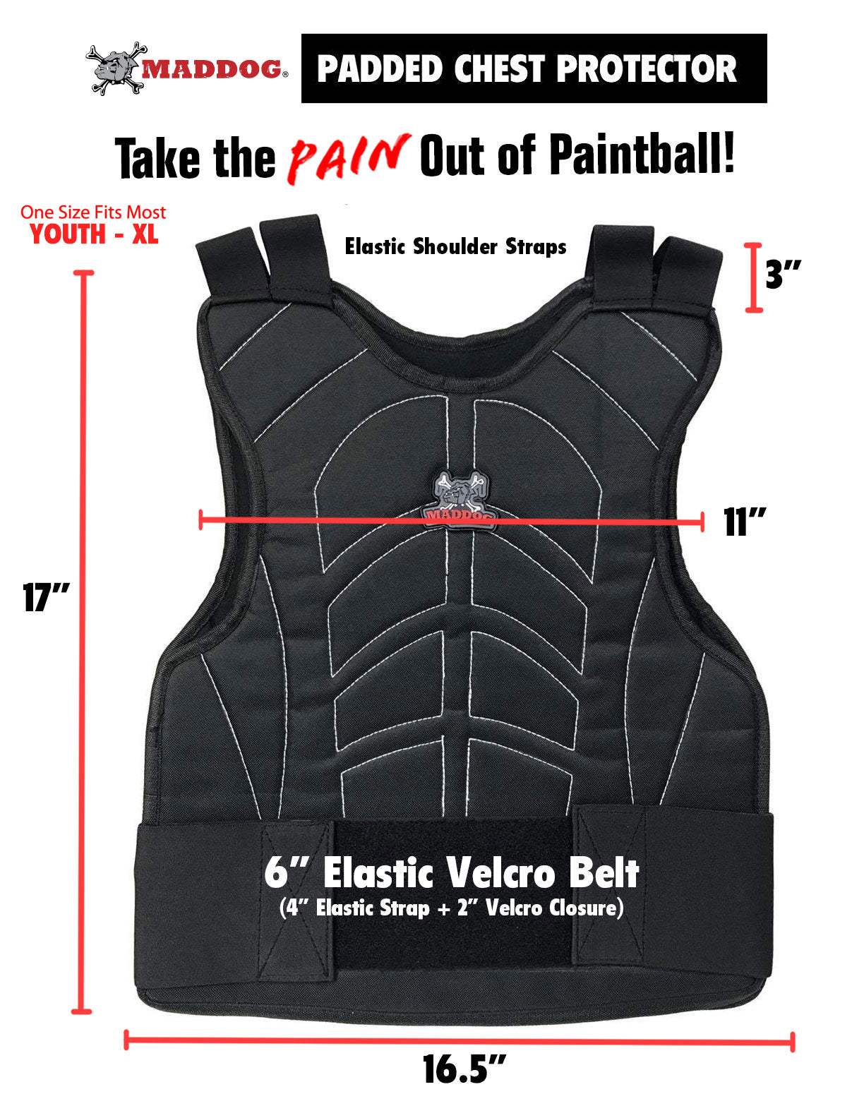Padded Paintball & Airsoft Chest Protector, Half Glove, & Neck Protector Package Maddog