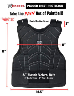 Padded Paintball & Airsoft Chest Protector, Half Glove, & Neck Protector Package Maddog