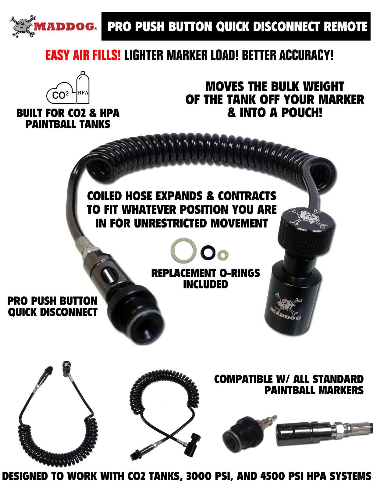 Maddog Quick Disconnect Paintball Remote Coils Maddog