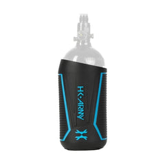 HK Army Vice Paintball Tank Cover in black and blue, full coverage anti-slip rubber grip for 48ci aluminum paintball tank
