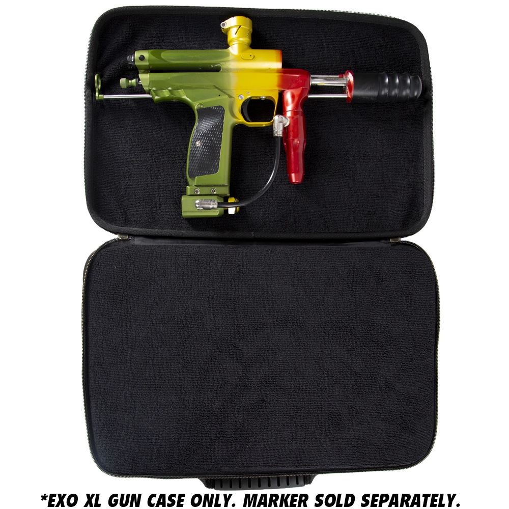 HK Army EXO XL Marker Case 2.0 Carbon Fiber Gun Case std config, marker, accurate marker control, for woodsball play, rear angle