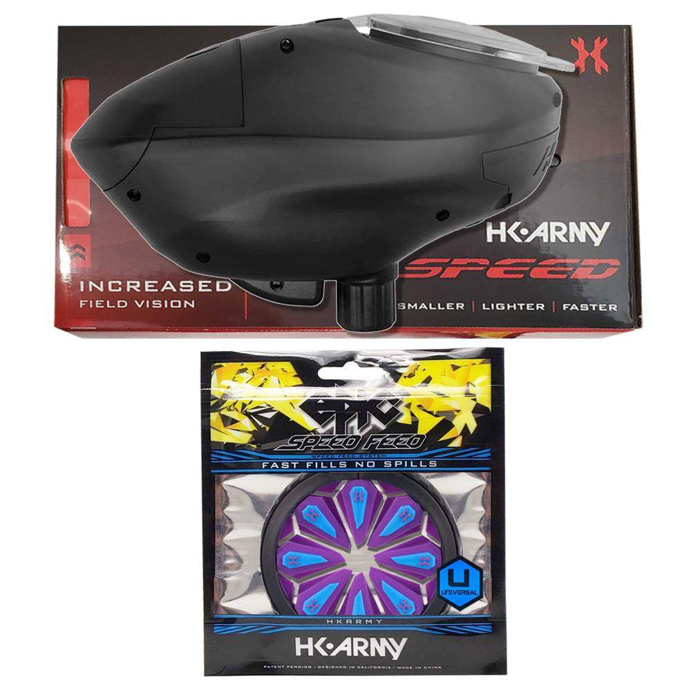 HK Army Speed Electronic Paintball Loader with Epic Speed Feed for fast, spill-free paintball loading and high-rate firing.