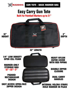 Maddog Small Padded Paintball Marker Gun Case - Black Maddog
