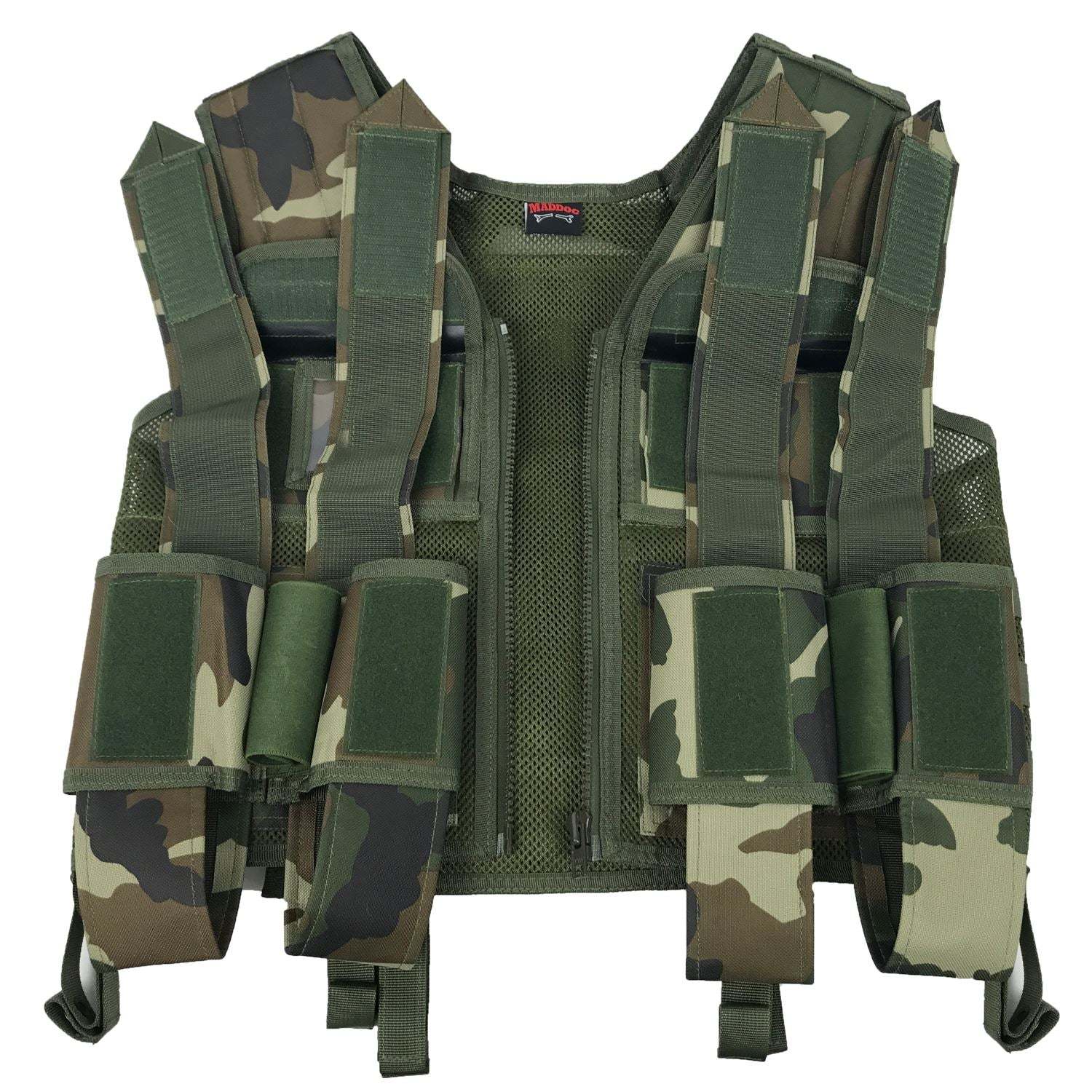 Maddog Tactical Battle Vest w/ Pods & Standard Remote Coil Paintball Package - Woodland Camo Maddog
