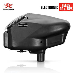 Limited Edition Empire Halo Too electronic paintball loader hopper in matte black with 20+ BPS feeding speed and HK Army Epic Speed Feed compatibility