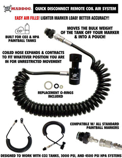 Maddog 4+1 Vertical Paintball Harness w/ Paintball Pods & Remote Coil Combo
