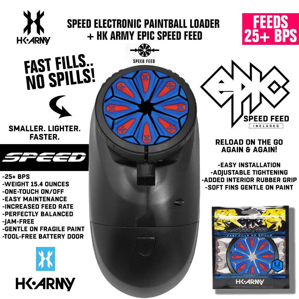 HK Army Speed Electronic Paintball Loader with Epic Speed Feed - 25+ BPS HK Army