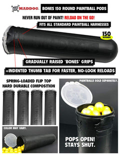 Maddog 150 Round BONES Paintball Pods Maddog