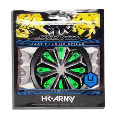 HK Army Epic Speed Feed paintball loader replacement part in black and green, designed for fast fills and no spills
