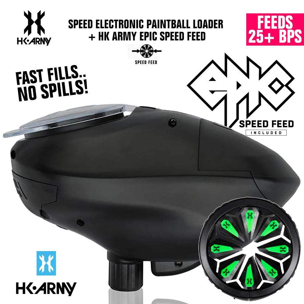 HK Army Speed Electronic Paintball Loader with Epic Speed Feed - 25+ BPS HK Army