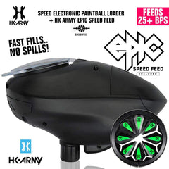 HK Army Speed Electronic Paintball Loader with Epic Speed Feed - 25+ BPS HK Army