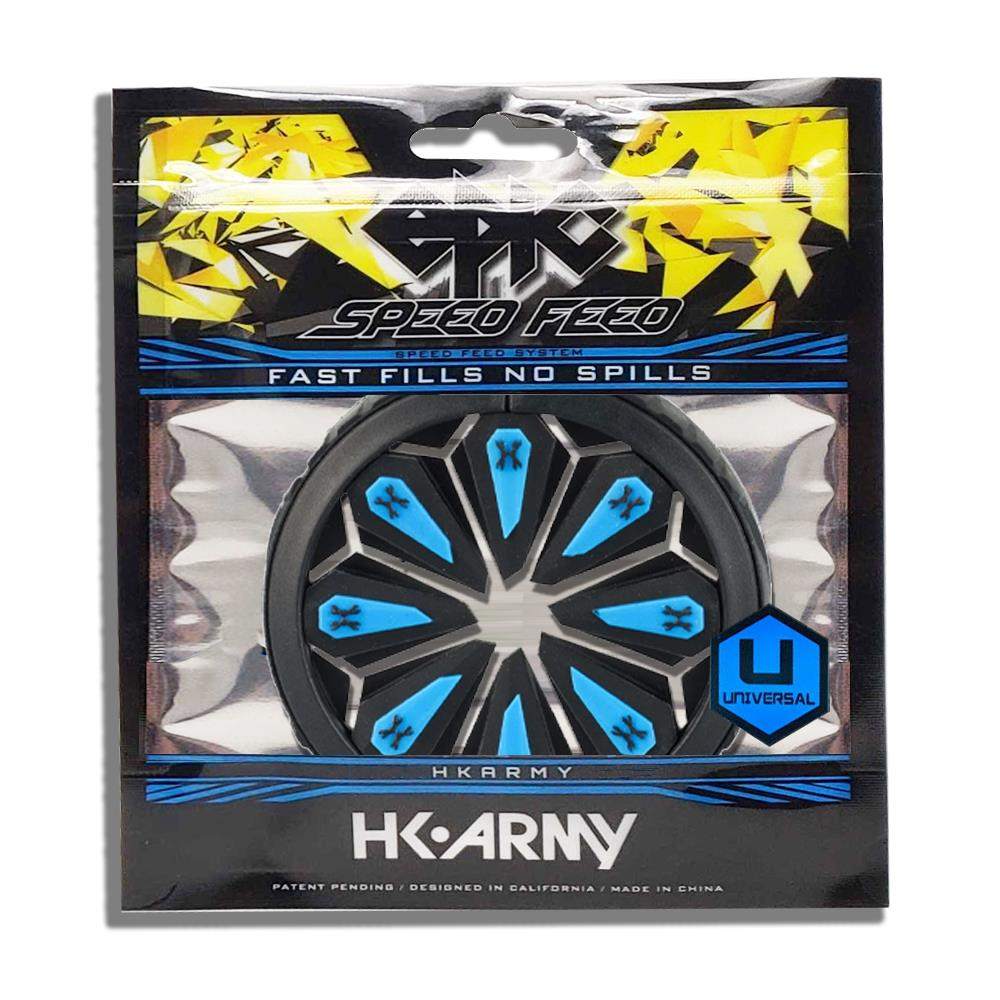 HK Army Epic Speed Feed for paintball loader with fast fills and no spills, soft fins, and shatter-resistant thermo-resin plastic