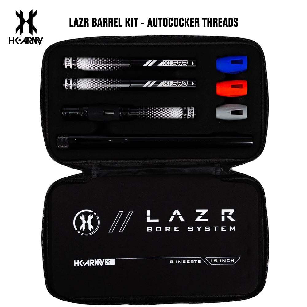 HK Army LAZR Paintball Barrel Kit - Autococker - Polish Black / Black Inserts HK Army